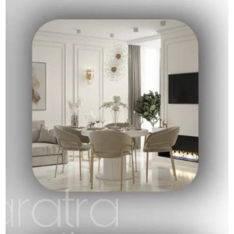 set meja makan marmer statuario