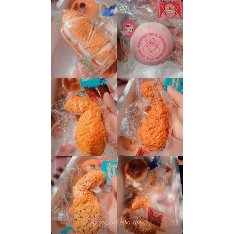 sales squishy roti rotian, sunny's kitchen leg, N de bakery sandwich, peach bun, peko biscuit, poli 