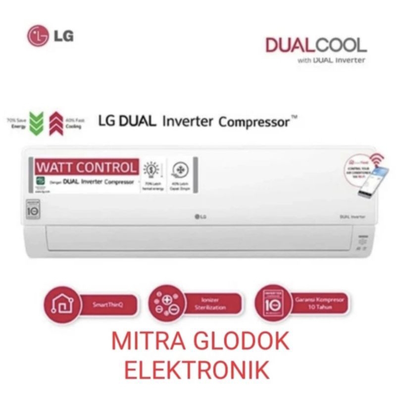 LG AC Dual Cool Eco Inverter 1/2 PK - T05EV5+ PIPA 3 MTR ,RESMI LG