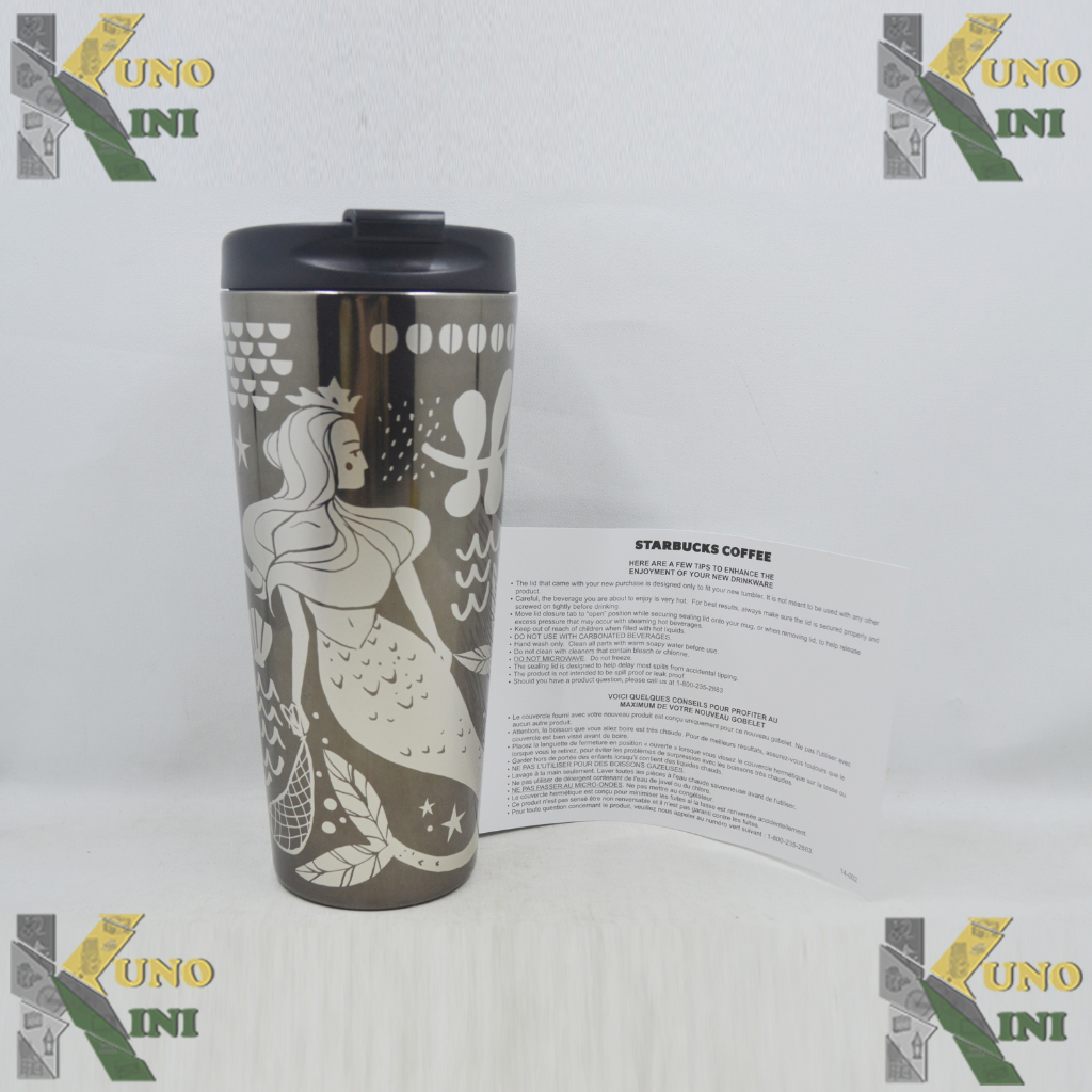 STARBUCKS SIREN SILVER MERMAID & GRAY STAINLESS TUMBLER, Original-USA