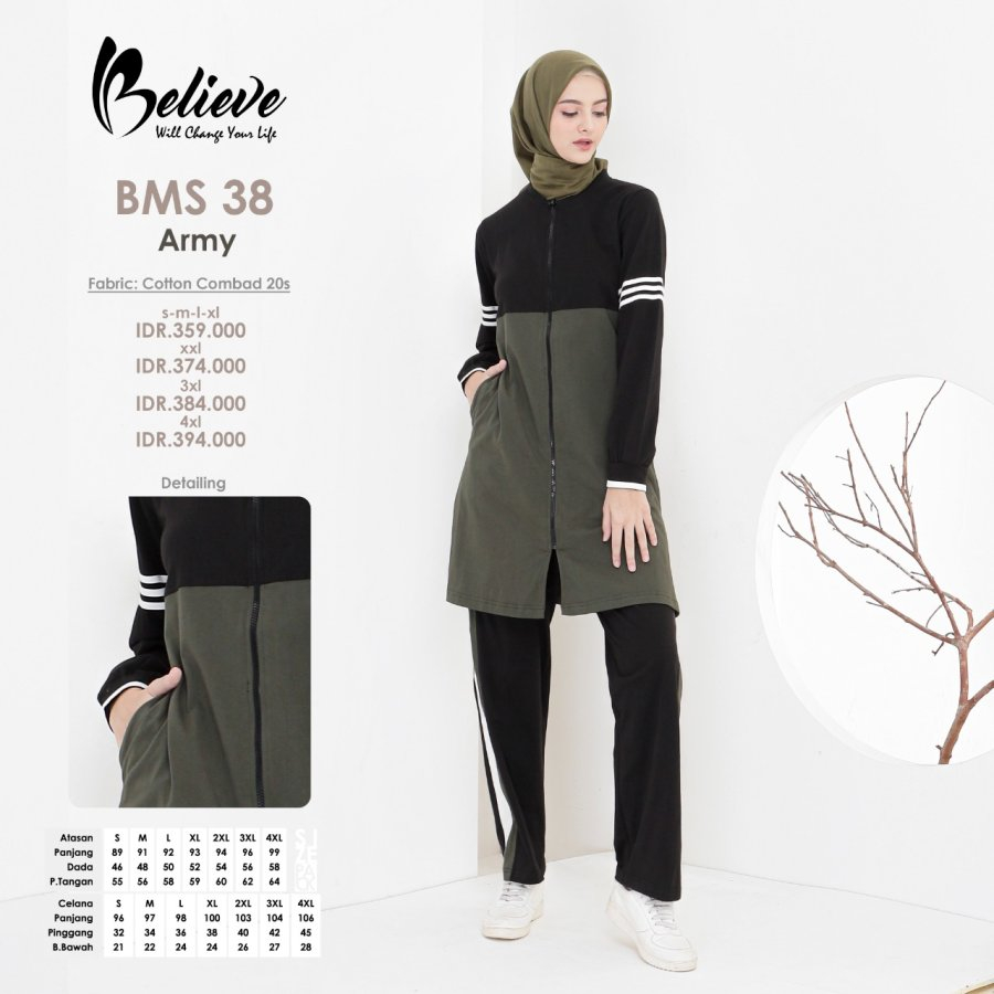 Baju Setelan Set Seragam OLahraga Senam Wanita Muslim Muslimah Hijab Syari Dewasa Guru 17an Panjang 