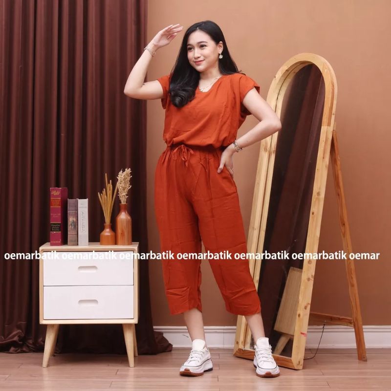 Ld 110 setcel cp Oblong crinkle airflow/setelan crinkle pendek/oneset pendek/setelan wanita Tanpa ka