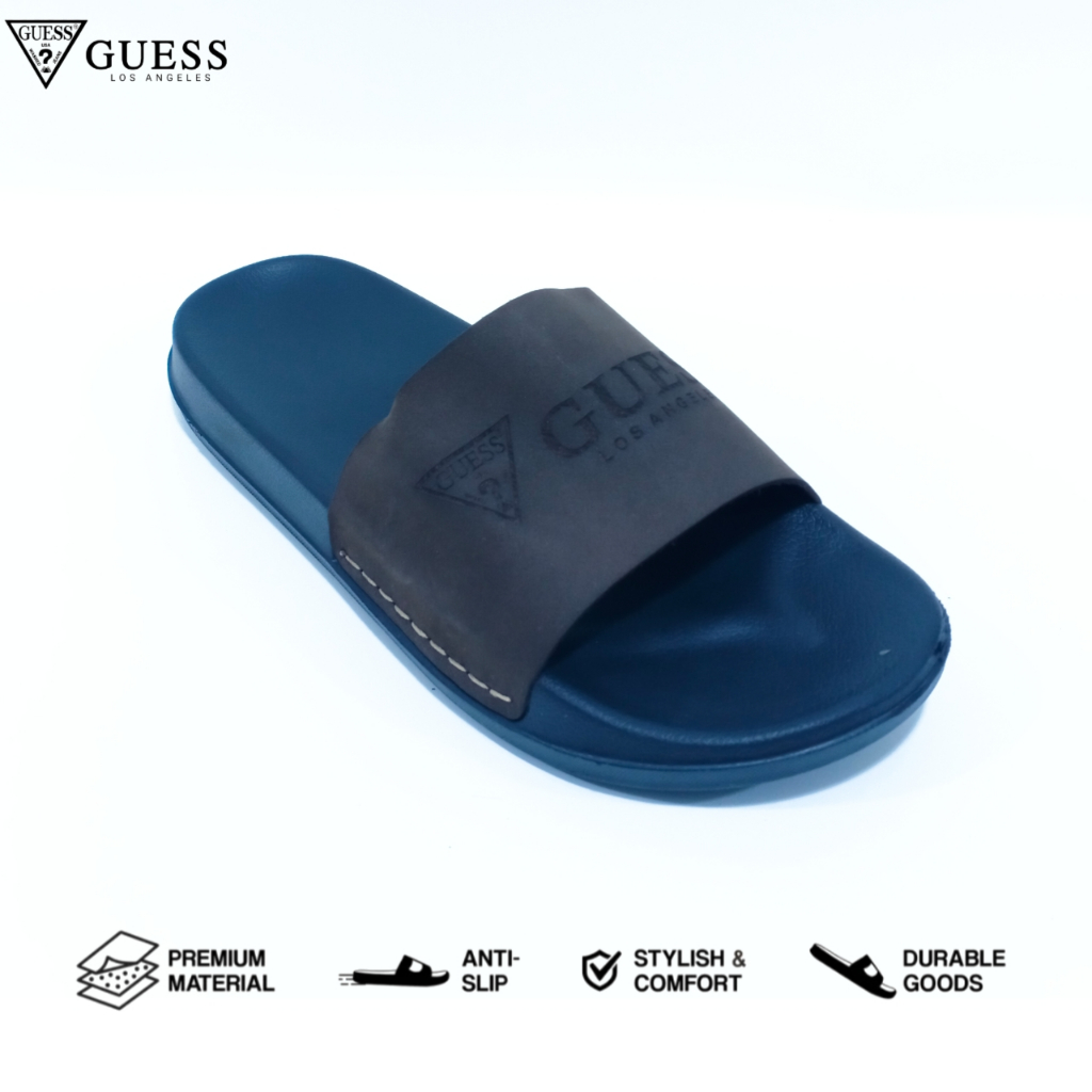 Sandal Guess cowok slide tsv kulit sapi Sendal pria slip on lokal projek