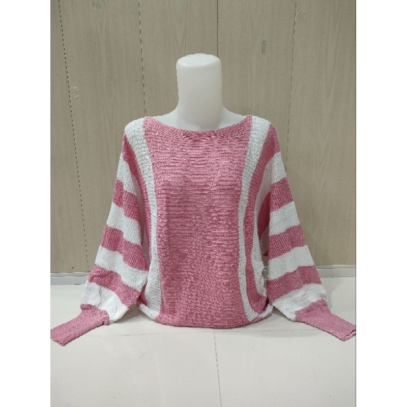 Rajut Batwing garis Sweater oversize Big size Freesize Kelelawar