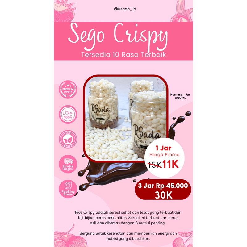 

Sego Crispy Ratu Sada | Rice Crispy Premium | Termurah | J&T EXPRESS