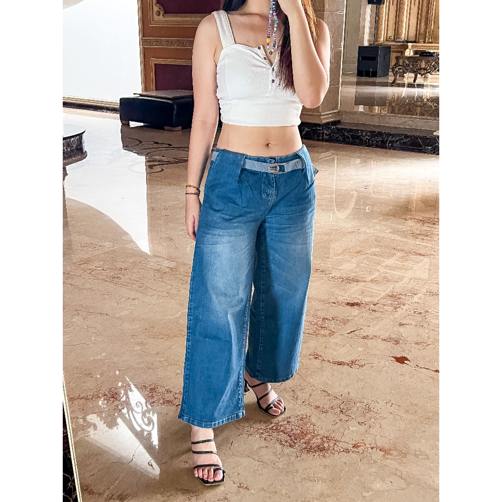 LOW RISE JEANS Premium Wide leg / Jeans kulot / Celana Jeans model baggy jeans - 32142