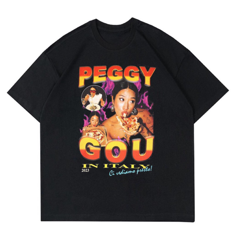 KAOS BAJU PEGGY GOU - IN ITALY 2023 | T-SHIRT PEGGY GOU OVERSZE | BAJU HITAM DJ MUSIC PEGGY GOU VINT