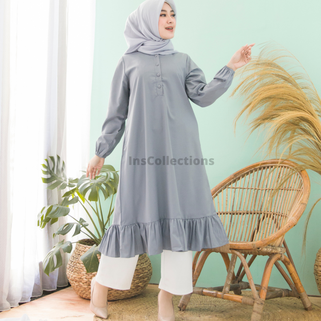 Tunik Diana By Ins Collections Baju Atasan Muslim Wanita Casual Bahan Katun Toyobo Premium