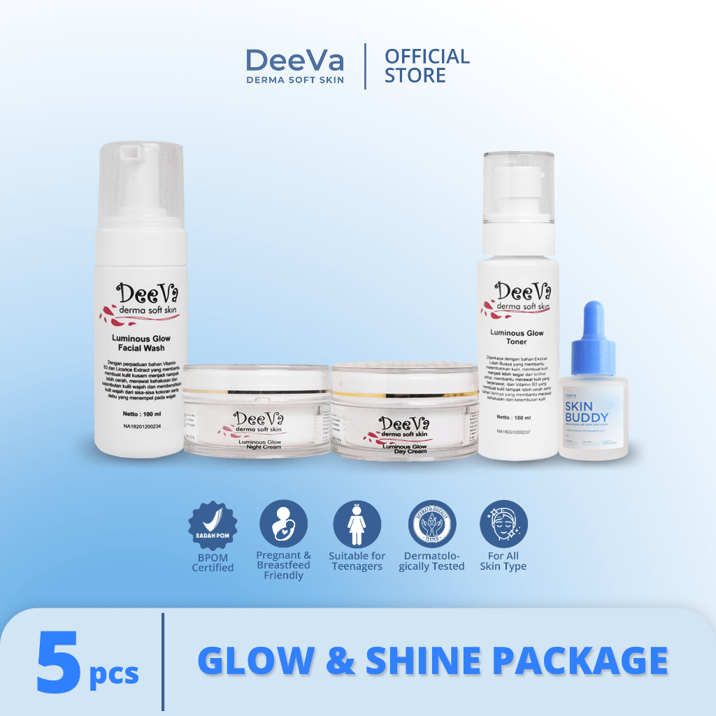 DeeVa Derma Soft Skin - Paket Glow and Shine (untuk kulit kering, kusam, dark spots)