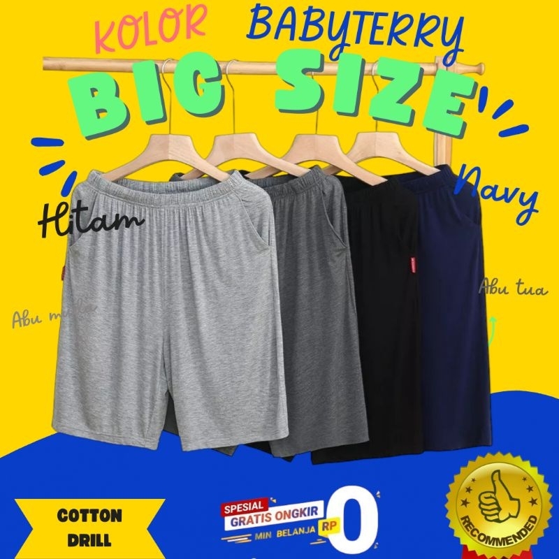 Kolor Jumbo Dewasa Celana Pendek Santai Polos Pria Wanita Jumbo Celana Pendek Pria Bahan Babyterry T
