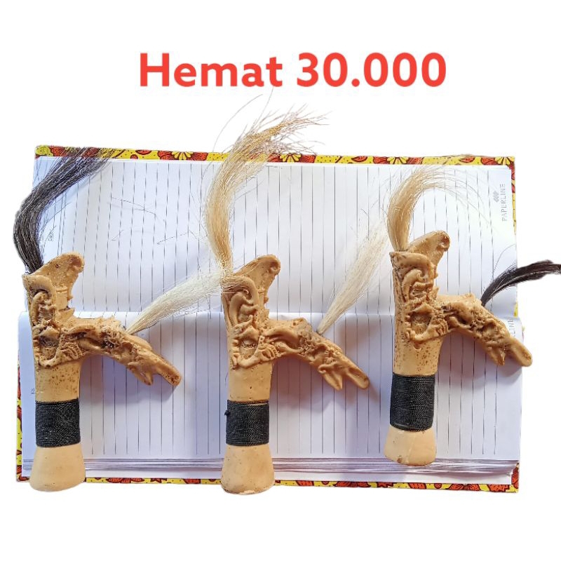 Gagang Hulu Mandau motif Tanduk 2 rambut 3pcs