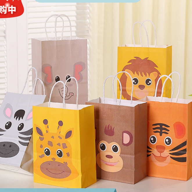 

Paperbag animal goodie bag ultah anak cute / tempat snack hadiah ulang tahun thank you