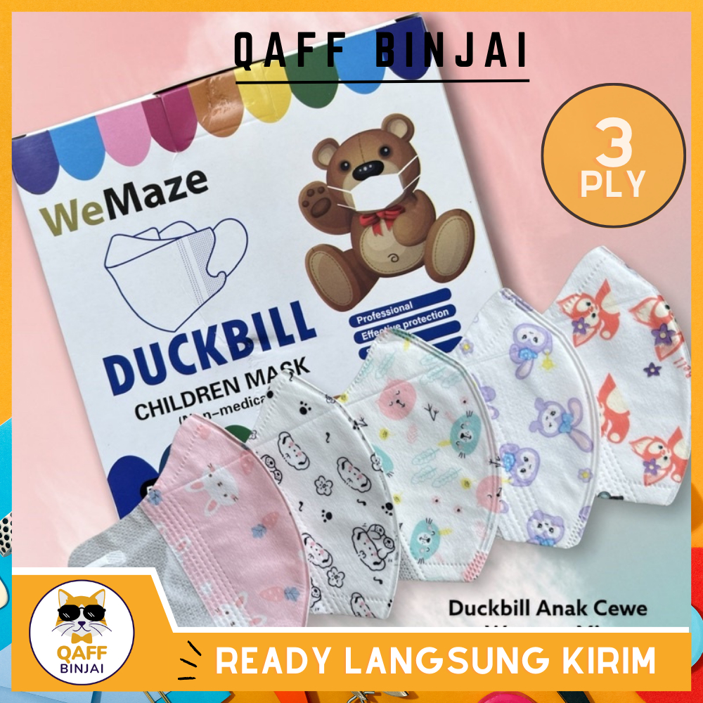 Masker Duckbill Anak Alkindo / Masker Anak Duckbill Isi 50pcs / Asker Duckbill Anak 50 Pcs / Masker 
