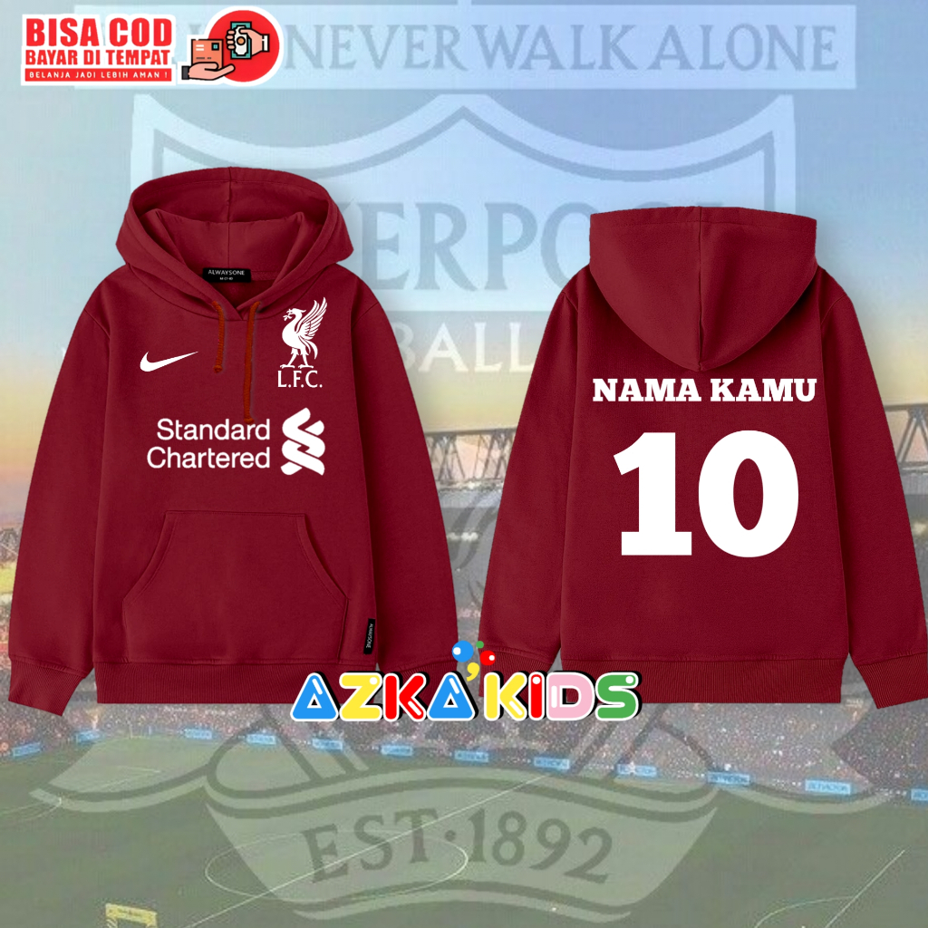 Jaket hoodie anak liverpool/jaket bola anak