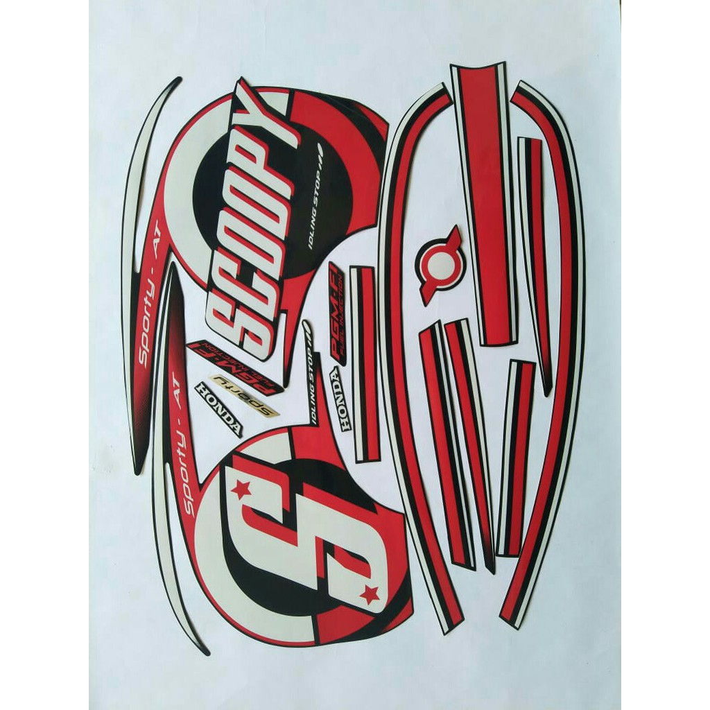 stiker striping honda scoopy sporty 2015 hitam lis body standar berkualitas original