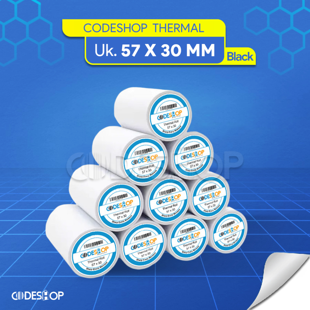 

Kertas Thermal Codeshop 57 x 30mm Isi 10 Roll