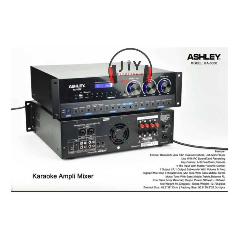 Karaoke Ampli Mixer Power Amplifier Ashley KA-6000 KA6000 KA 6000 Ori