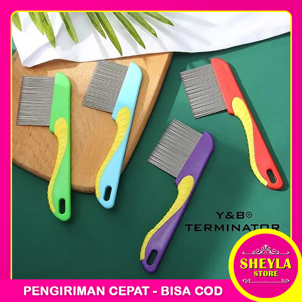 Sisir Serit Kutu Rambut / Suri Ketombe Besi Handle Plastik / Sisir Serit Ubur-ubur Logam Kerep Rapat / TV-16