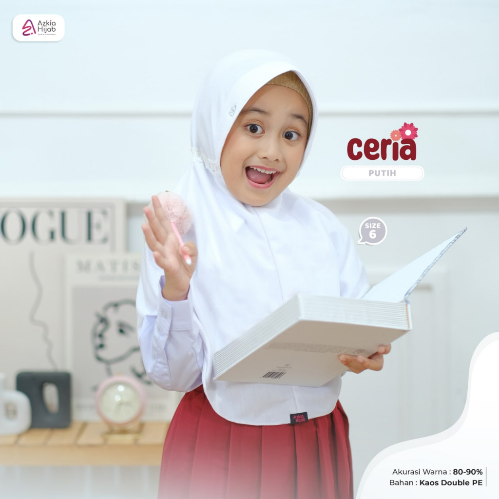Kerudung Anak Sekolah TK Sd SD Ceria Size 4 sd 8 Ori By Azkia Hijab