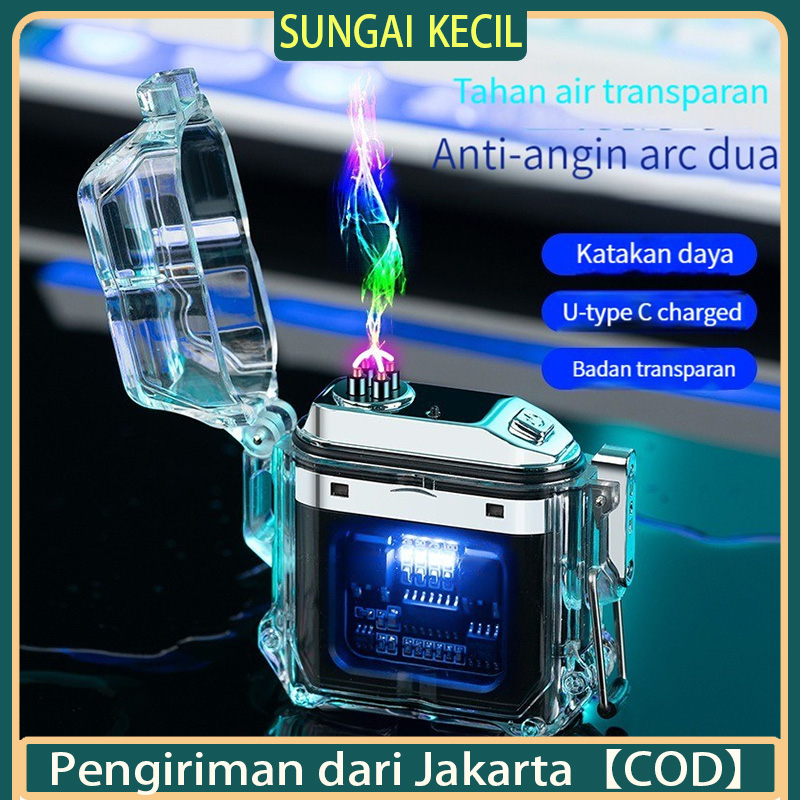 Korek Api Elektrik Fingerprint Touch Sensor LED Display HY6051 Transparan Shell Tahan Air Pulsa Elek