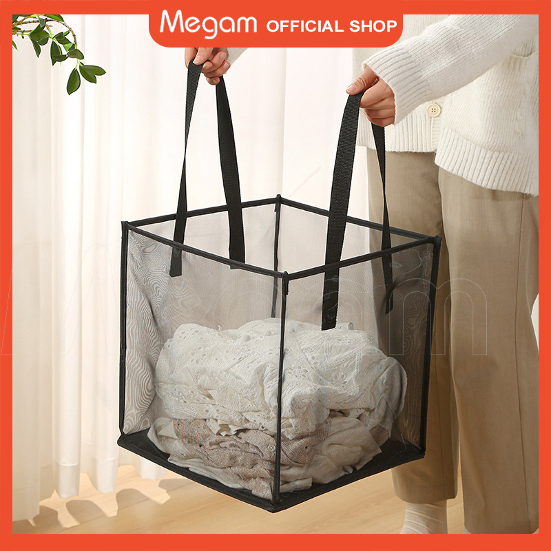 Megam Laundry Bag Keranjang Baju Kotor Storage Cloth Box Keranjang Jaring Pakaian Serbaguna HSB223