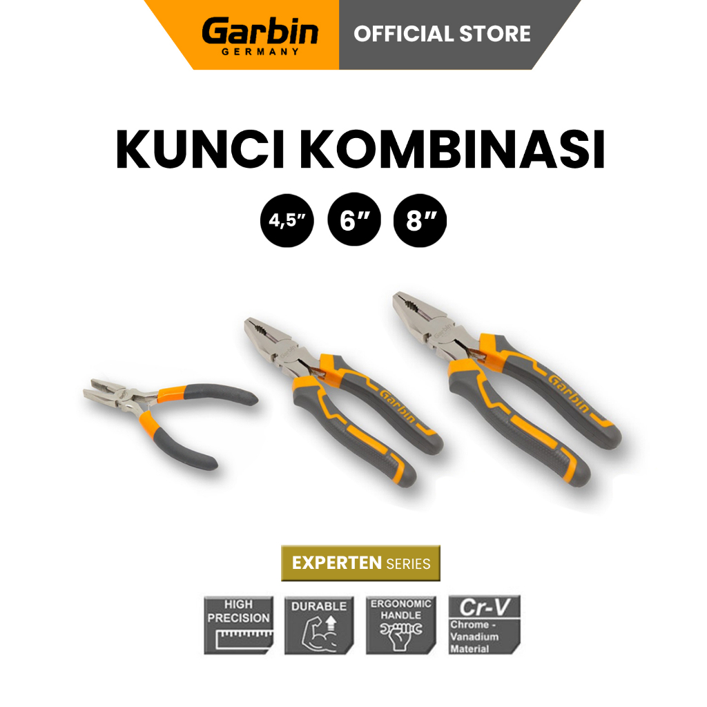 Tang Kombinasi Linesman Pliers 4,5inch 6inch 8inch Pegangan Karet Garbin Experten Series EPL-TK