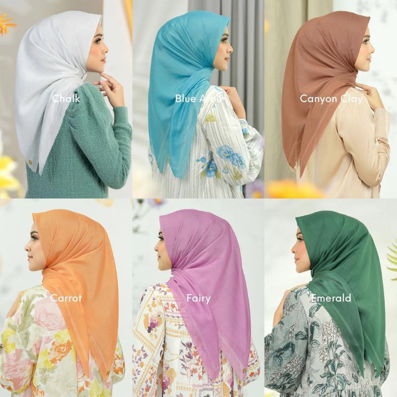 Buttonscarves TODAY'S SCARF SQUARE SERIES | HIJAB VOAL SEGIEMPAT | JILBAB POLOS SEGI EMPAT LASERCUT 