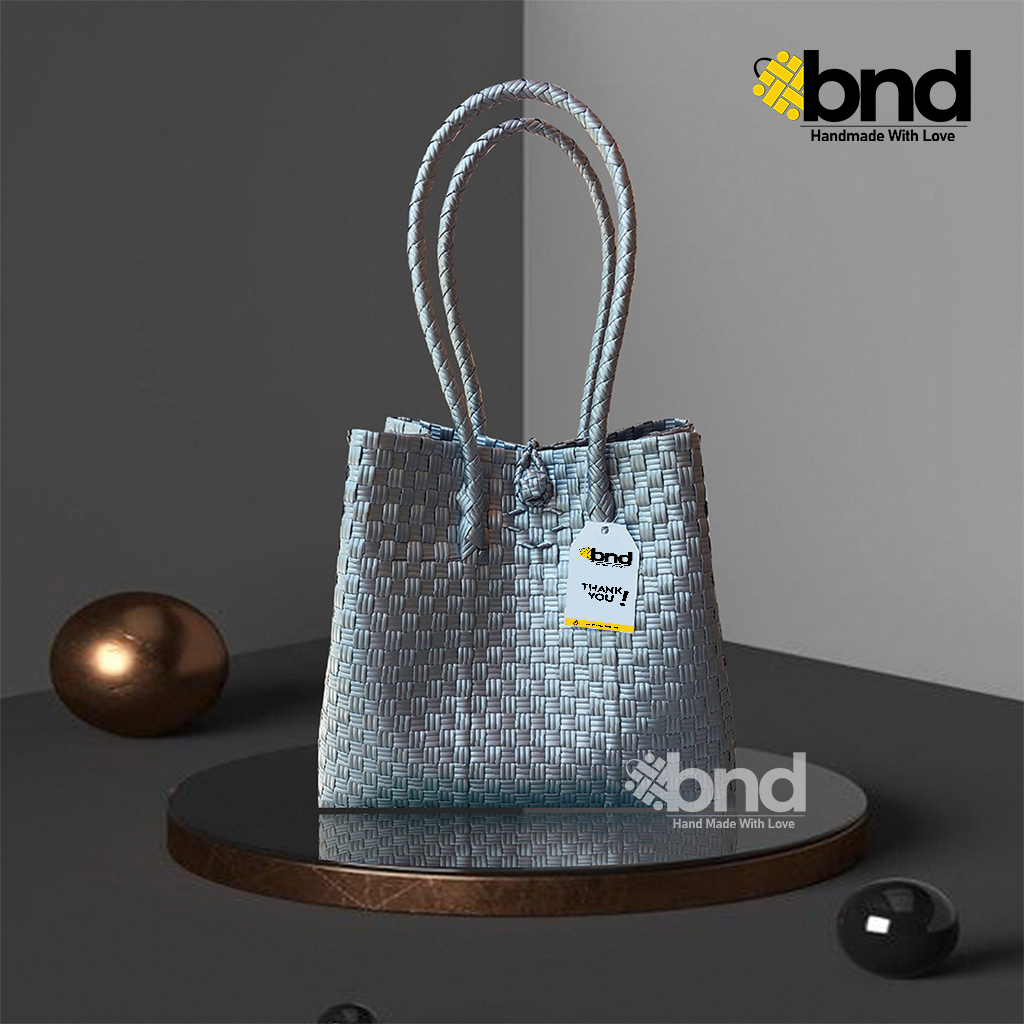 Tas Anyam Jali Tas Tote Tas Handmade Silver Kekinian Tas Anyaman Plastik Jali New Colour
