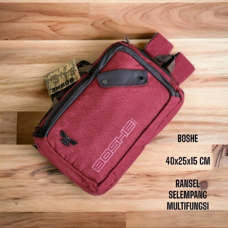 BOSHE 16 Inch Tas Ransel Laptop Selempang Multifungsi Pria Wanita Import Bahan Tebal Kanvas