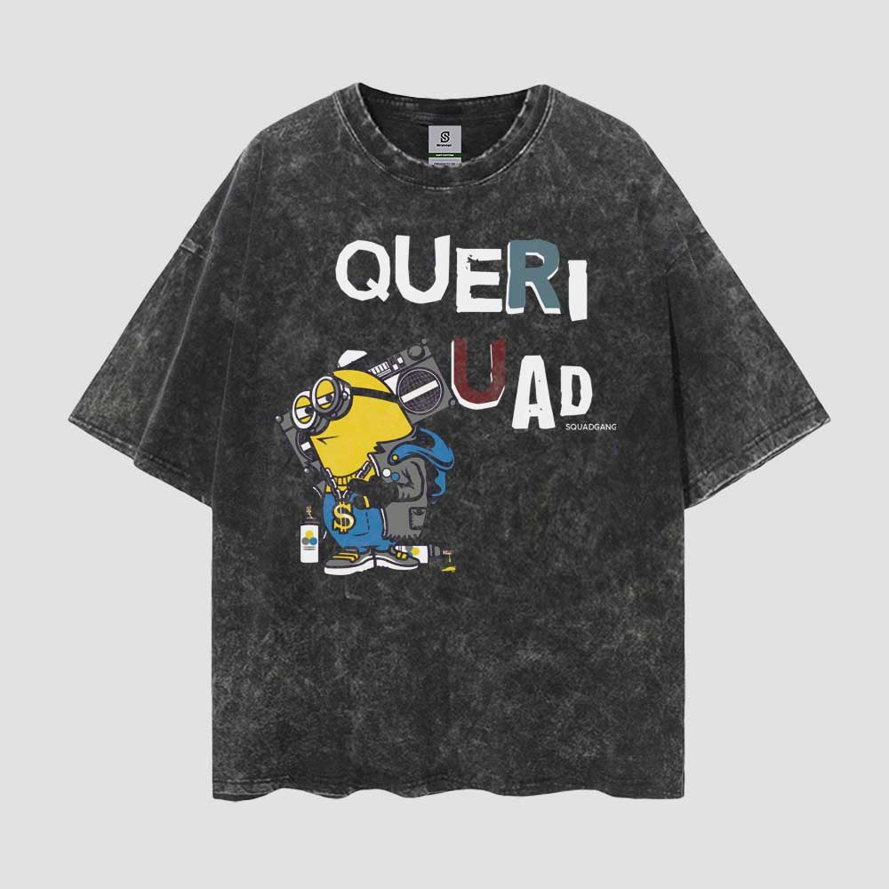 Minions Queri Uad Vintage T-shirt Style Oversize Washed Tee