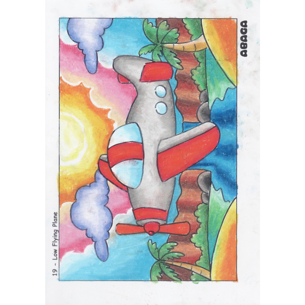 

Lembar Mewarnai Anak Teknik Pastel / Low Flying Plane / Smart Coloring Page