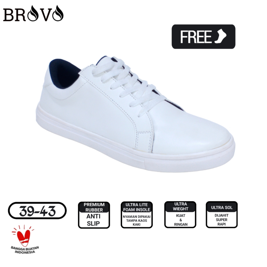 Brovo Footwear Sepatu pria Sneakers Fonte Full Putih Shoes Footstep