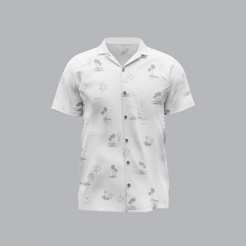 Kemeja Dewasa Pantai Putih Abu Pria Wanita Full Print