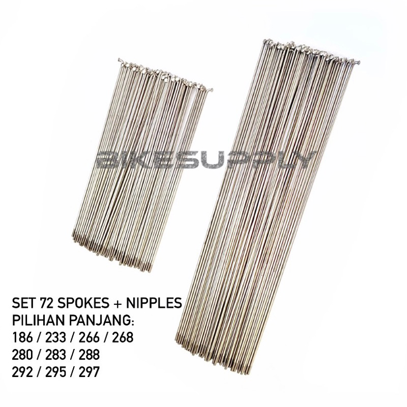 Spoke Jari Jari Ruji Sepeda Stainless Steel Made in Taiwan Warna Silver Chrome 14G x 174 / 186 / 226