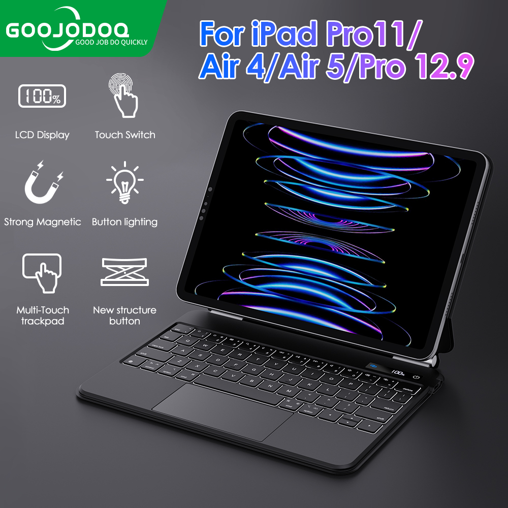 Goojodoq Magic Keyboard Case for iPad Pro 11 12.9 Pro 13 Air6 iPad Air 5 Air 4 10.9 Backlight LCD Di