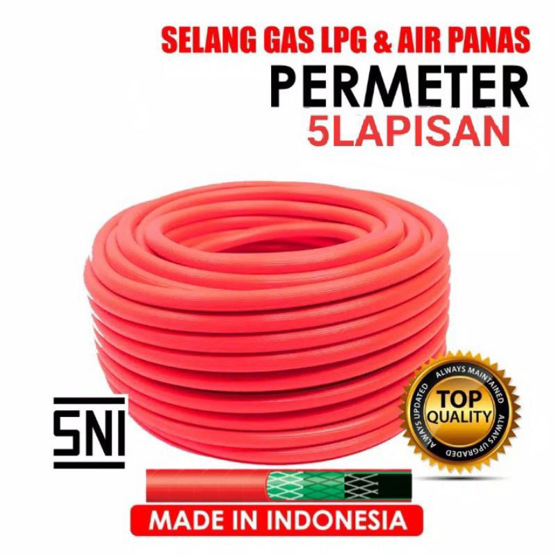 PERMETER SELANG GAS LAPIS BAJA WINN GAS MERAH SNI SELANG GAS LPG & AIR PANAS