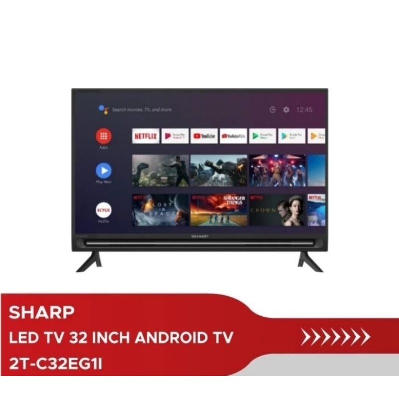 (Khusus Wilayah Kota Palembang) SHARP LED TV 32 INCH 2T-C32EG1I ANDROID SMART DVB-T2 / 32EG1I, TV Sh