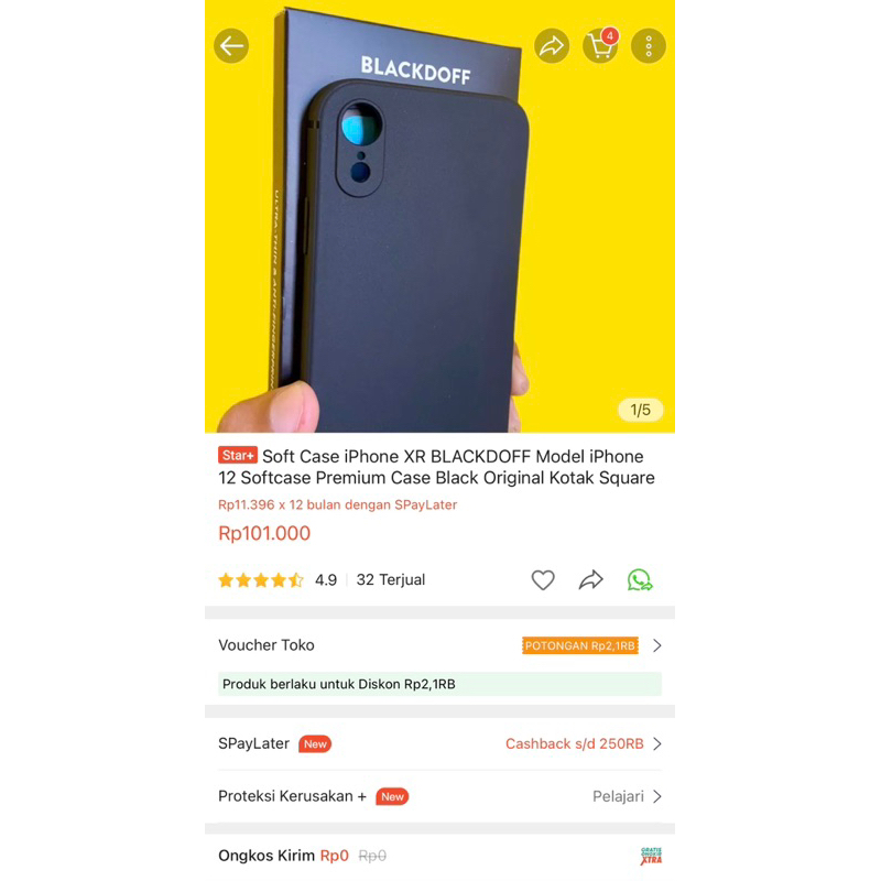 Soft Case iPhone XR BLACKDOFF Model iPhone 12 Softcase Premium Case Black Original Kotak Square