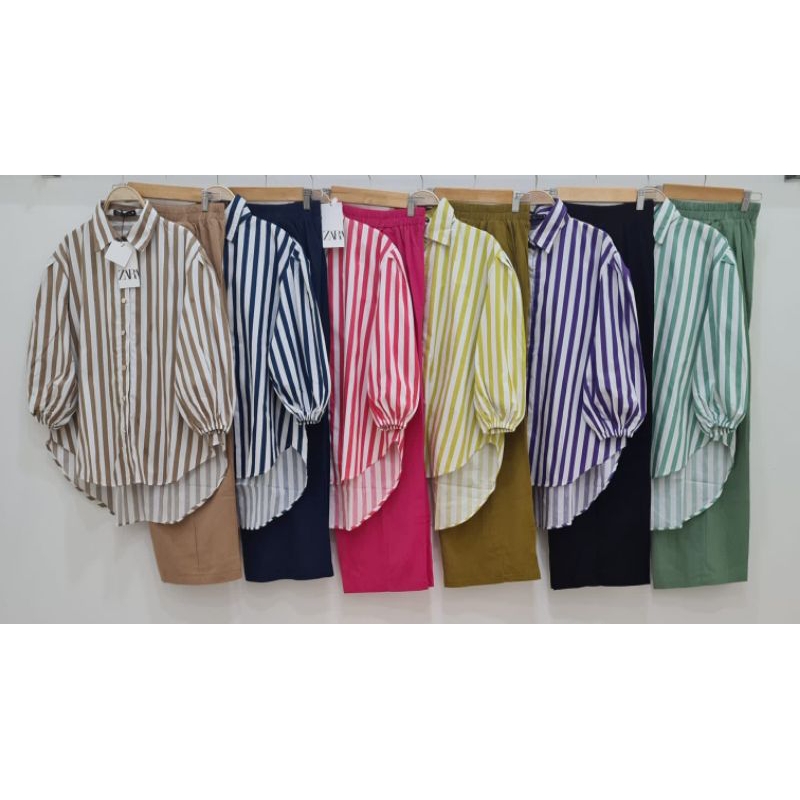 Set Salur - Setelan One Set Zara Salur Lengan Panjang