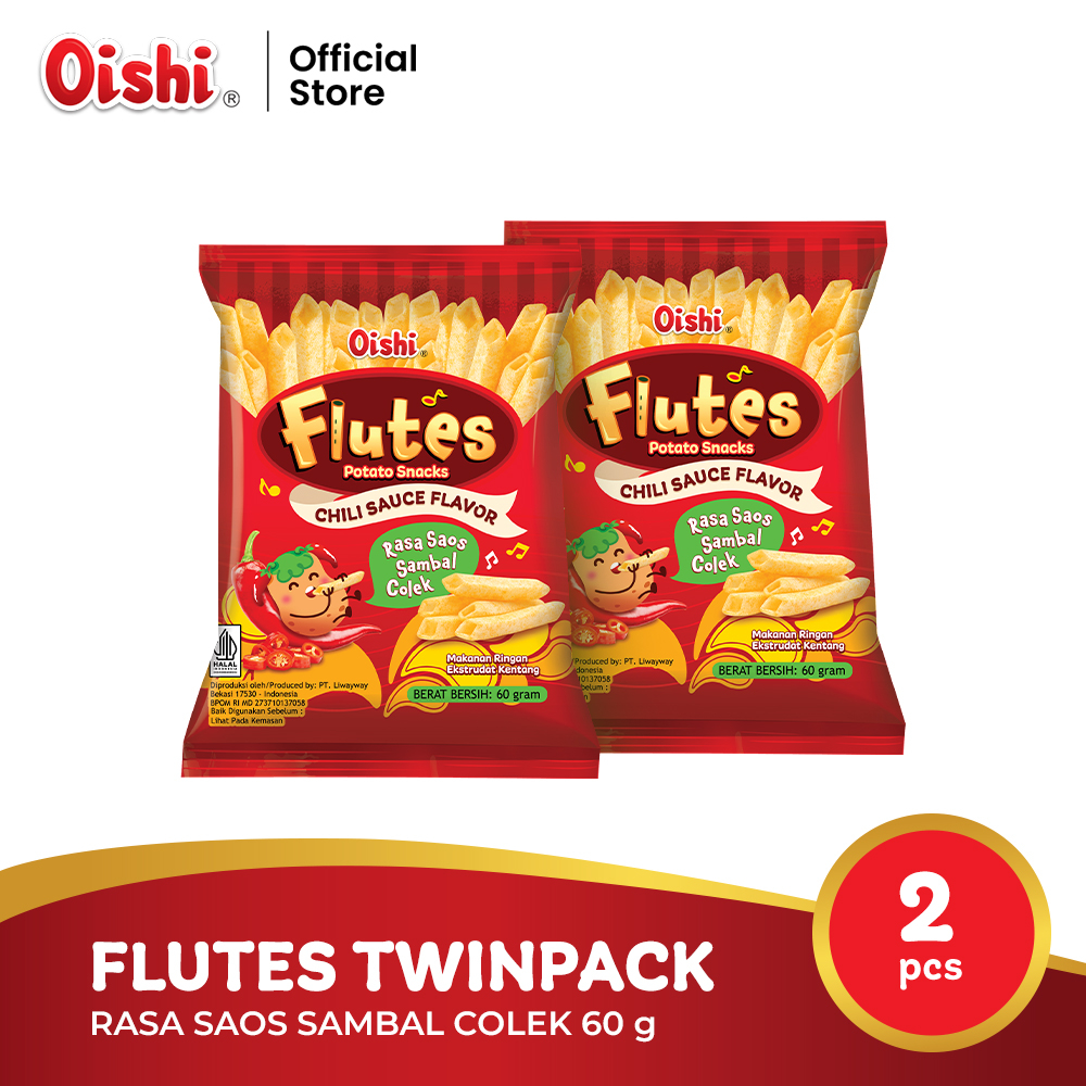 

Oishi Flutes Rasa Saos Sambal Colek 60g - Twinpack