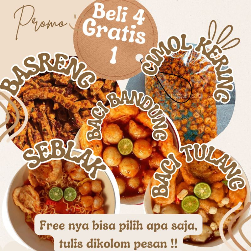 

[BUY 4 GET 1] BASRENG Pedas 100g / SEBLAK INSTAN /BACI TULANG RANGU / BACI BANDUNG / CIMOL KERING