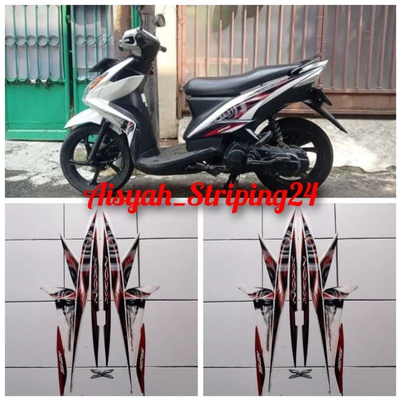 STIKER STICKER STRIPING LIS LES POLET BODY MOTOR YAMAHA XEON KARBU 2012 PUTIH