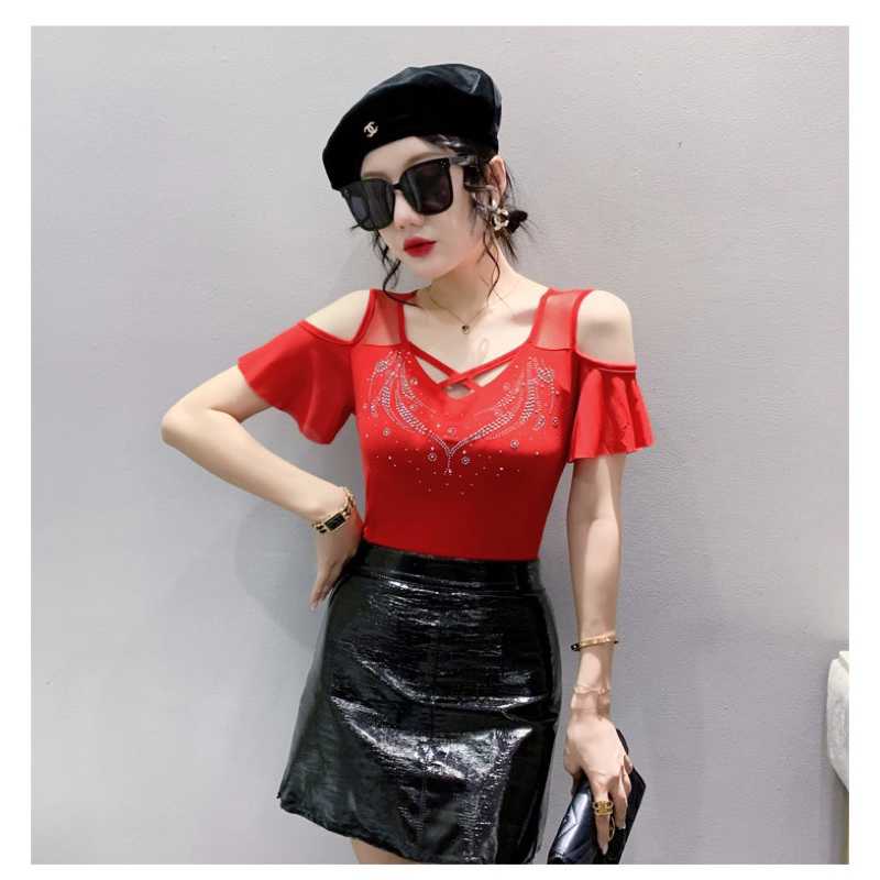 B92 ATASAN SEXY WANITA IMPORT T-SHIRT V-NECK FASHION OFF SHOLDER