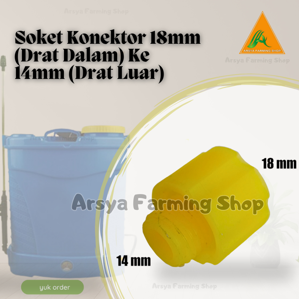 Soket Konektor 18 mm Drat Dalam Ke 14mm Drat Luar