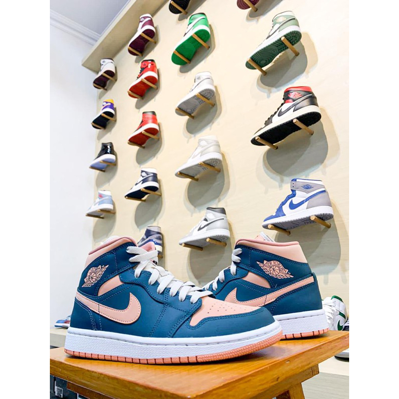 Air Jordan 1 Mid Dark Teal Salmon Original