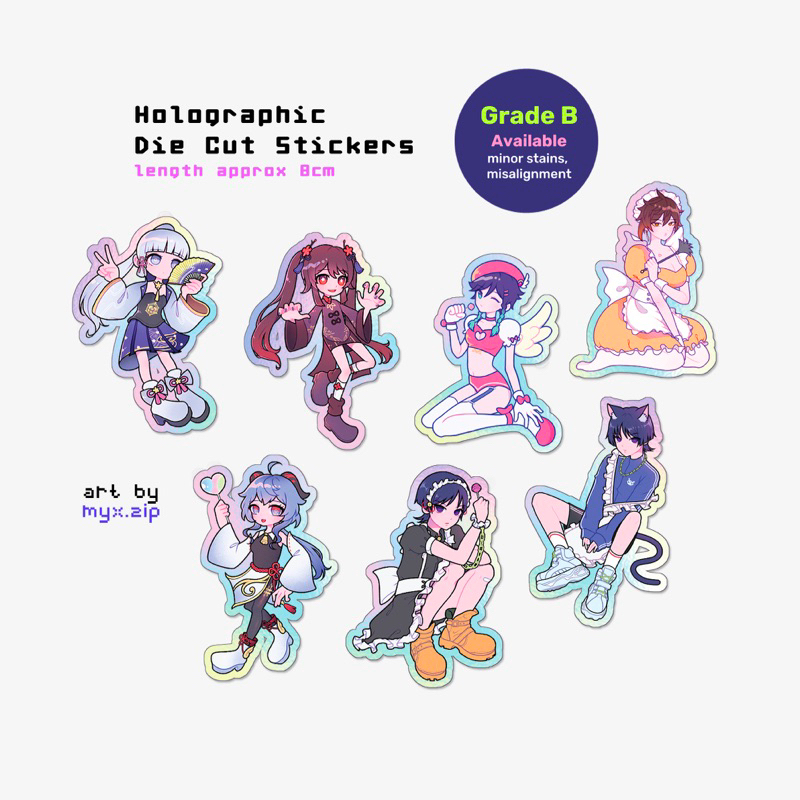 

Genshin Impact premium holographic stickers by myxzip