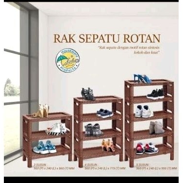 Rak Sepatu Plastik Tabitha motif Rotan