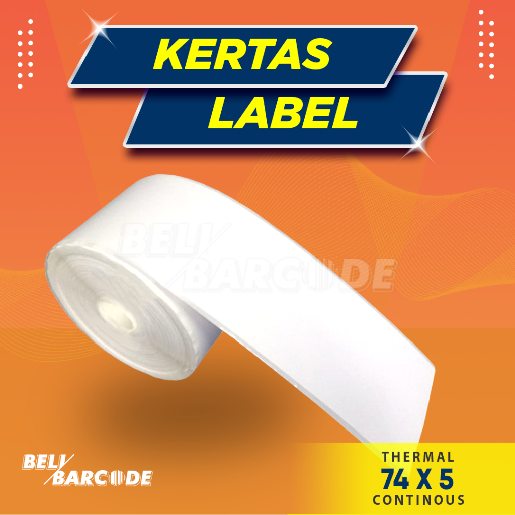 

Label Thermal 74x5M 74x5 Meter 74mm x 5M Stiker Printer Bluetooth 80mm