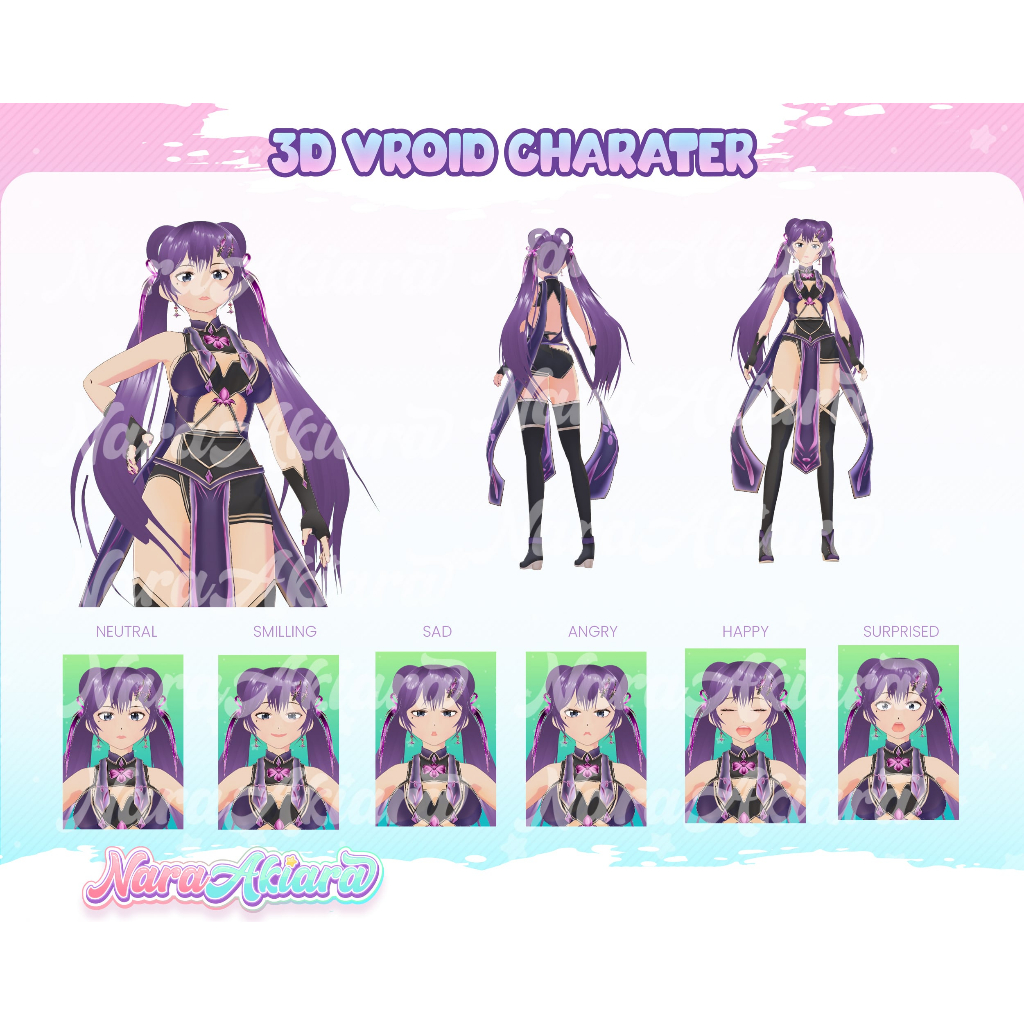 Karakter 3D Vroid Siap Pakai untuk Streaming Anda, Vroid 3D untuk Anime, Model Karakter 3D Vtuber, V