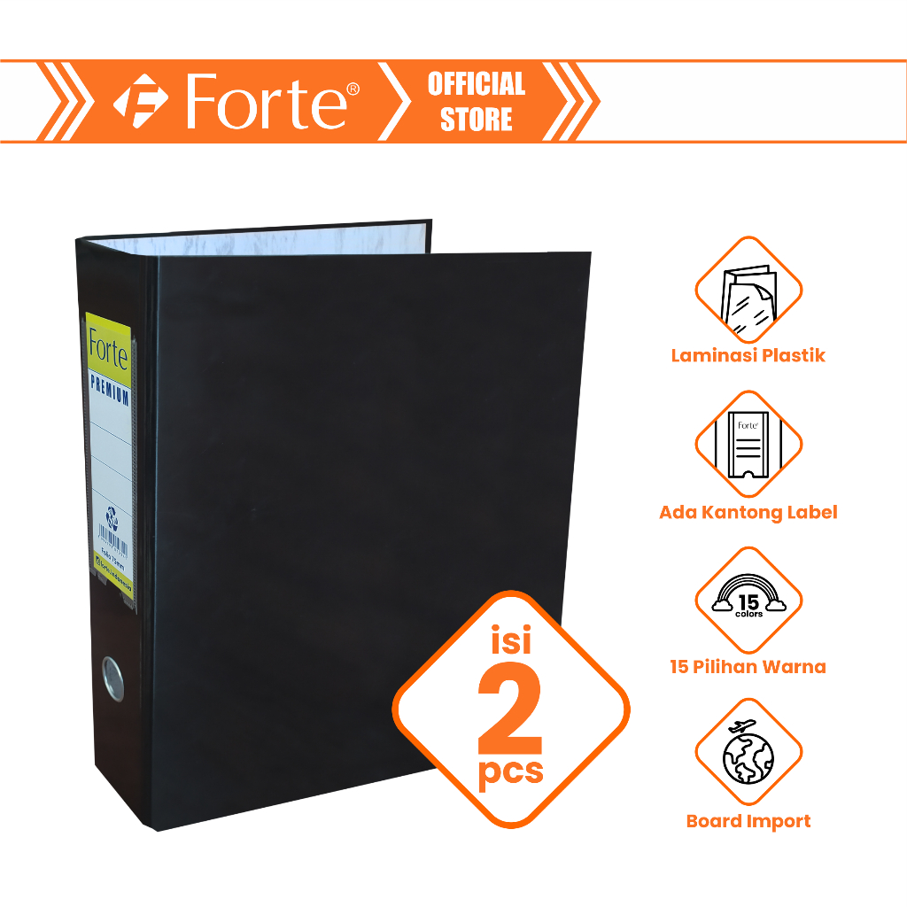 

[Forte] [2pcs] Ordner Enduro+ Premium Lever Arch File Folio F4 75mm - Hitam